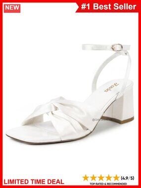 Women's Block Heel Sandals 2.75 Inch Satin Wedding Shoes Bride